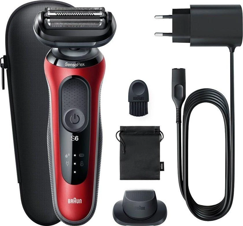 Braun | Shaver | 61-R1200s | Operating time (max) 50 min | Wet & Dry | Raudona/Juodas