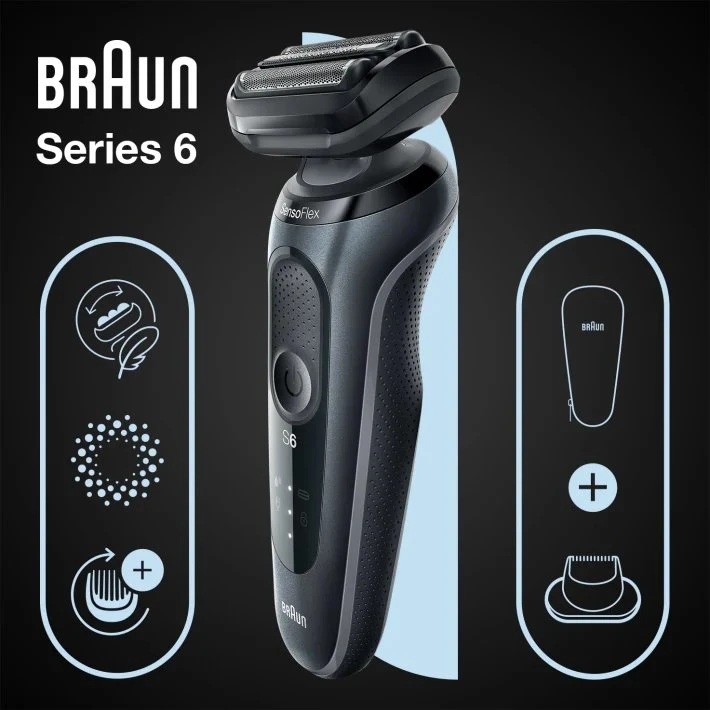 Braun Series 6 61-N1200s Skustuvas Apkarpymo mašinėlė Juoda