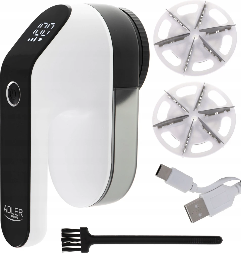 Adler | Lint remover LCD | AD 9618 | Baltas/Juodas | Rechargeable battery