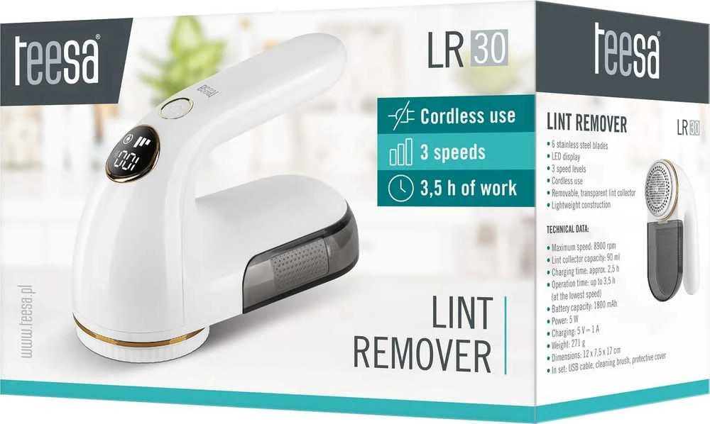Kruger & Matz Teesa LR30 LED belaidė drabužių skustuvas, 3 greičiai, 6 peiliai