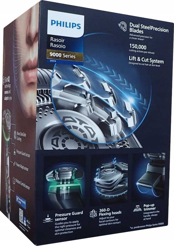 Barzdaskutė Philips Shaver series 9000 Drėgnojo ir sausojo skutimo skustuvas su „SkinIQ“ S9975/55
