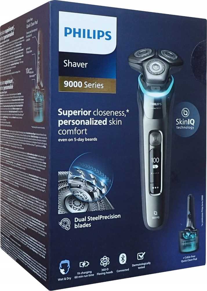 Barzdaskutė Philips Shaver series 9000 Drėgnojo ir sausojo skutimo skustuvas su „SkinIQ“ S9975/55