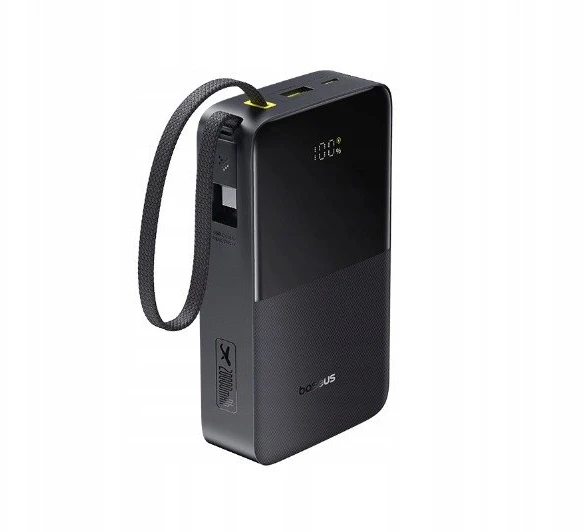 LiPo išorinis akumuliatorius (Powerbank) 20000mAh 22.5W su įmontuotu USB-C kabeliu, USB-A, USB-C Bipow2 Pro EnerFill Juodas BASEUS