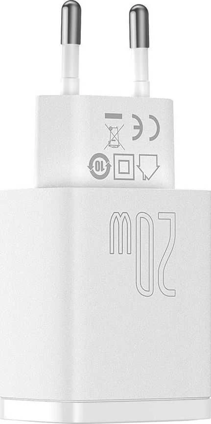 „Baseus“ kompaktiškas įkroviklis 1 x USB-A 1 x USB-C 3 A (6953156207240)