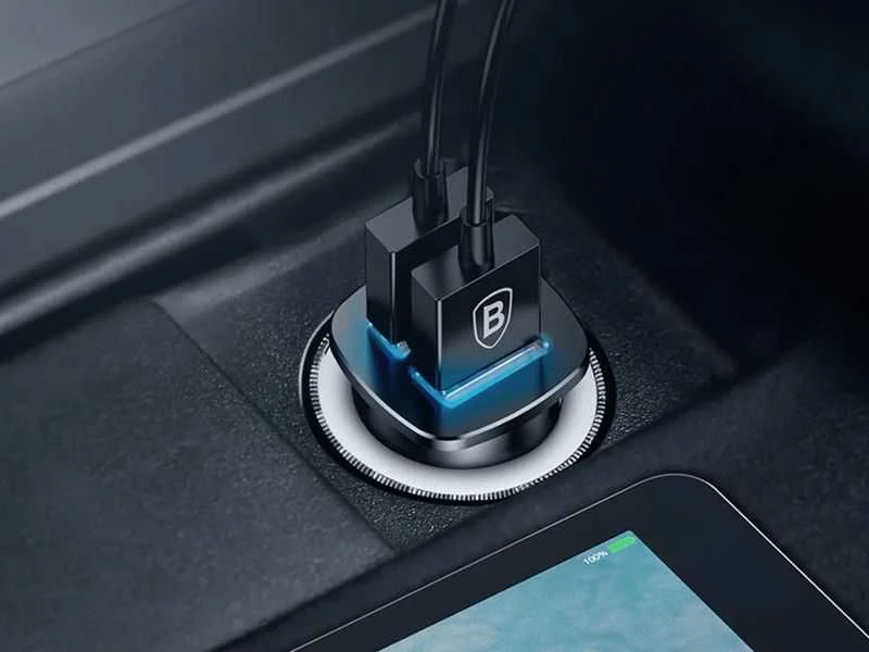 Baseus Square automobilinis įkroviklis 2xUSB QC3.0 5A 30W - Juodas