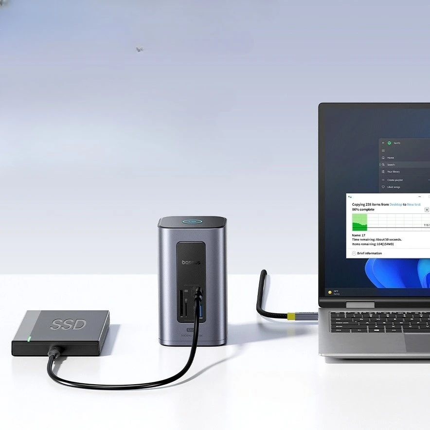 Jungčių stotelė / adapteris 1in12 USB C kištukas - 2xHDMI RJ45 SD/TF USB3 NU1 Air Spacemate BASEUS