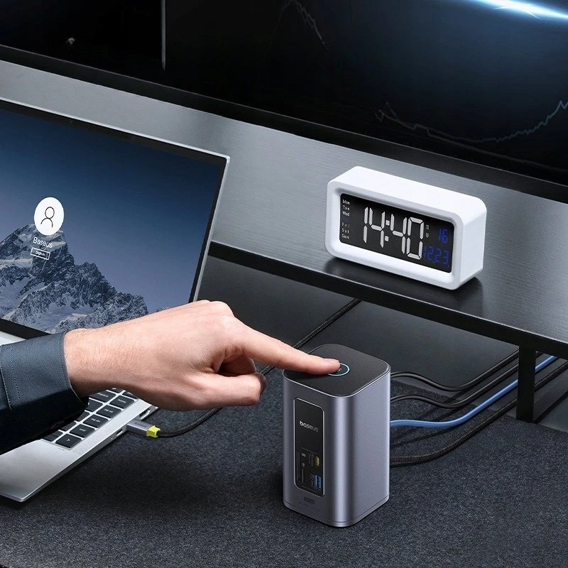 Jungčių stotelė / adapteris 1in12 USB C kištukas - 2xHDMI RJ45 SD/TF USB3 NU1 Air Spacemate BASEUS