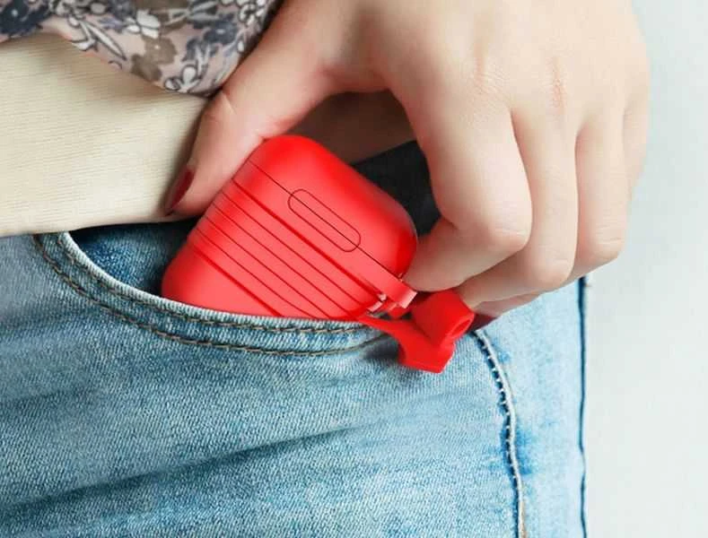 Baseus apsauginis dėklas, skirtas AirPods + dirželis raudonas