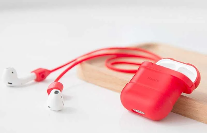 Baseus apsauginis dėklas, skirtas AirPods + dirželis raudonas