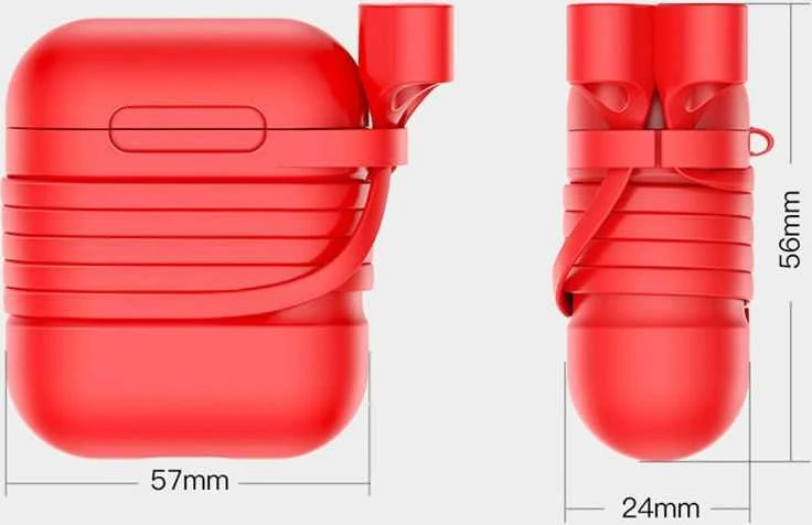 Baseus apsauginis dėklas, skirtas AirPods + dirželis raudonas
