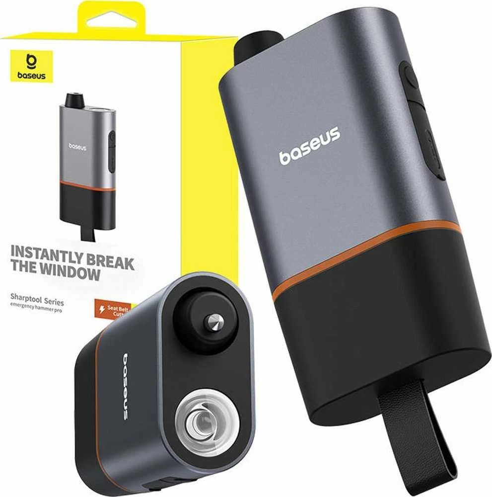 Baseus Sharp Tool apsauginis plaktukas Langų daužymas+apsauginio diržo pjovimas - juodas