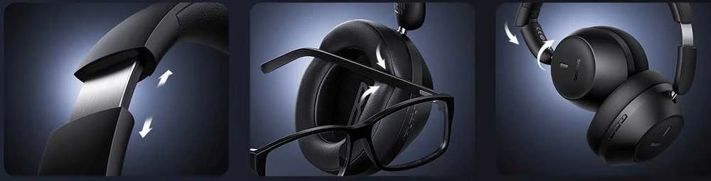 Baseus Belaidės Bluetooth 5.3 ausinės Bass 35 Max su mikrofonu, pilkos