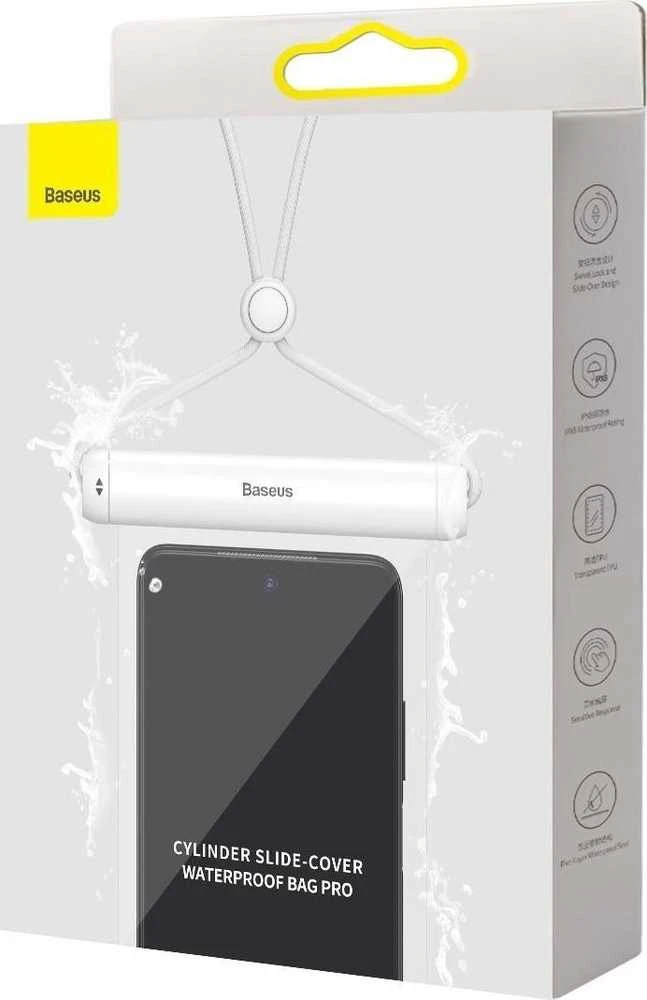 Baseus Cylinder Slide-cover vandeniui atsparus išmaniojo telefono dėklas - baltas