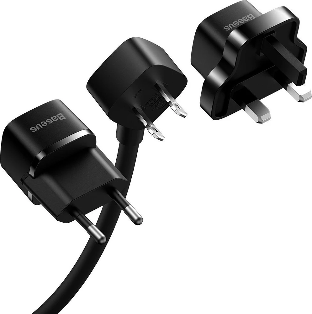 Baseus PowerCombo kabelis/przedłużacz su mini listwą zasilającą 1m juoda (adapter sieciowy EU i UK)(PSMN000301) (187753444)