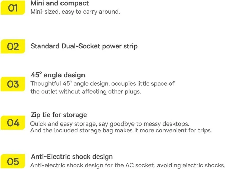 Baseus PowerCombo kabelis/przedłużacz su mini listwą zasilającą 1m juoda (adapter sieciowy EU i UK)(PSMN000301) (187753444)