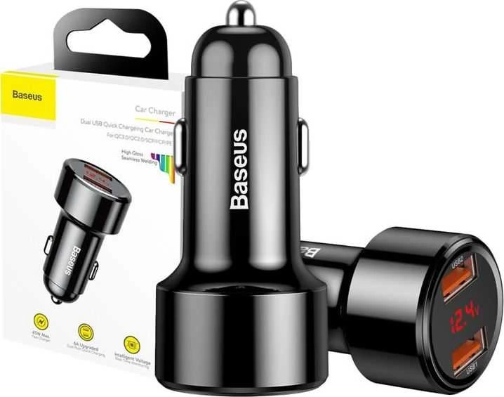 Baseus Magic automobilinis įkroviklis 2x USB QC 3.0 45W - Juodas