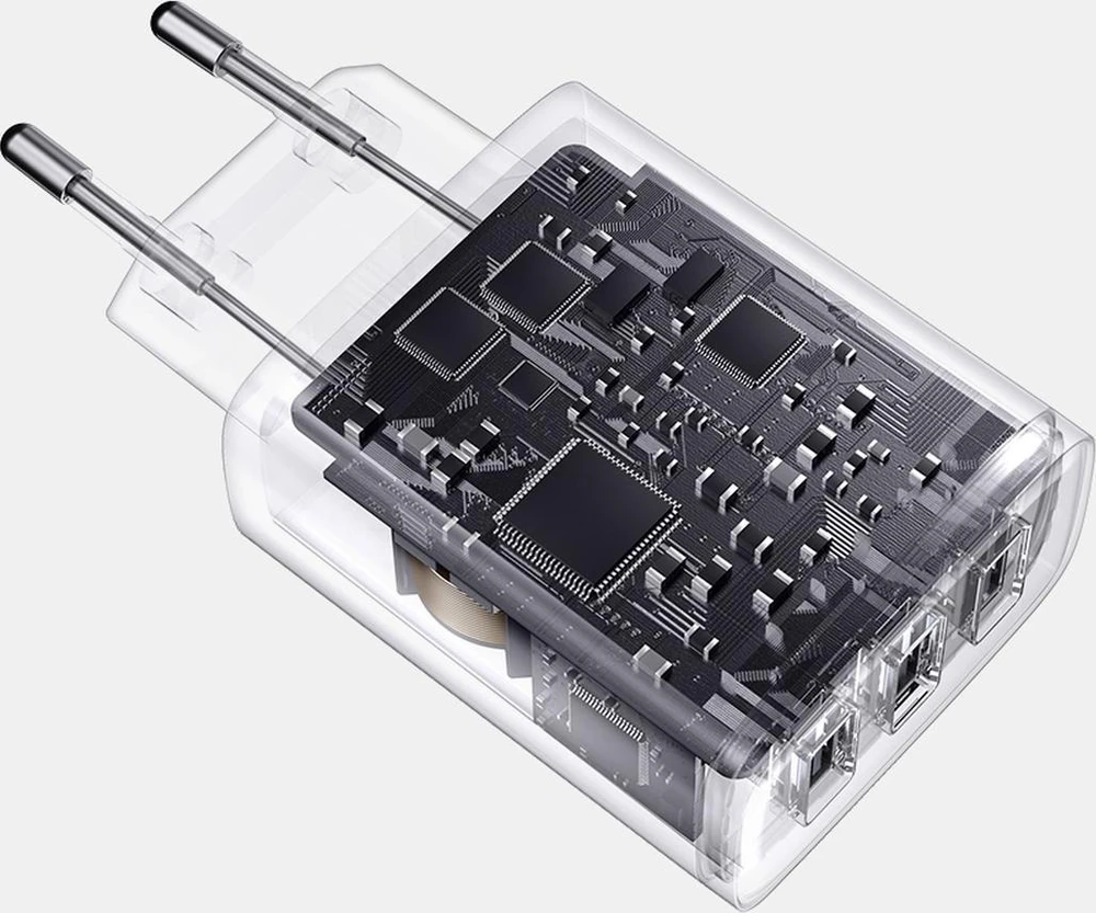 Baseus kompaktiškas greitas įkroviklis, 3x USB, 17W - baltas