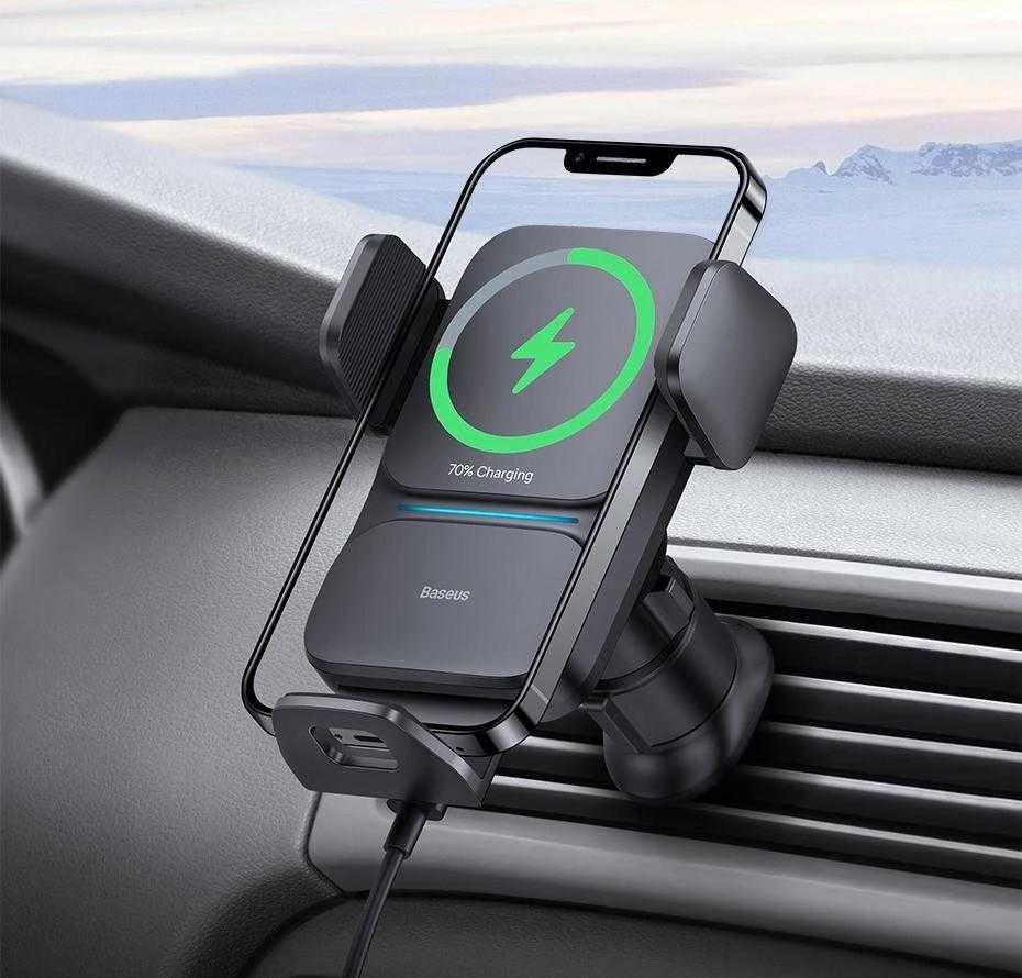 Baseus Automobilinis laikiklis 4.7-7.5" ekranų telefonams su belaidžiu Qi įkrovimu 15W, IR jutikliu