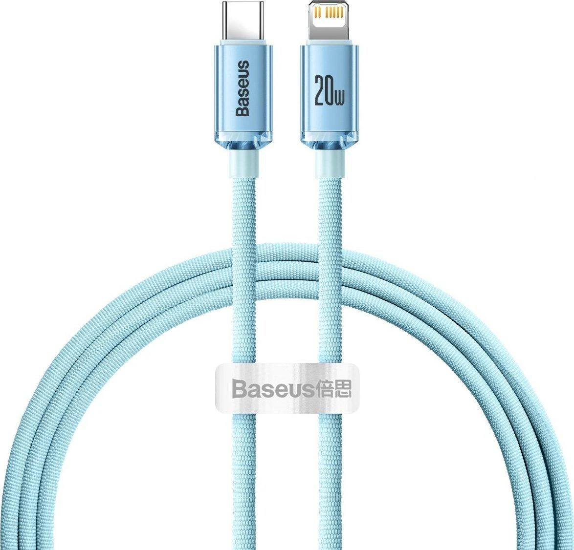 Kabelis USB-C do iP Baseus Crystal Shine, 20 W, 1.2 m (mėlyna)