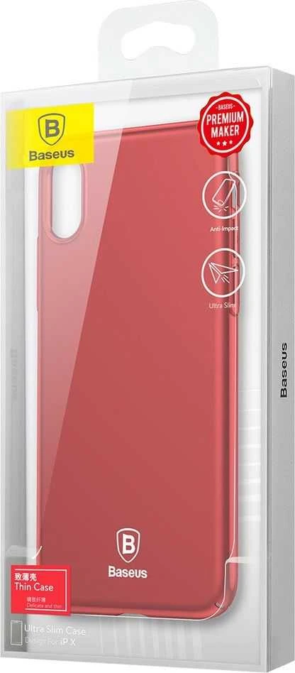Baseus Dėklas iPhone X Baseus Thin Case itin plonas raudonas dangtelis