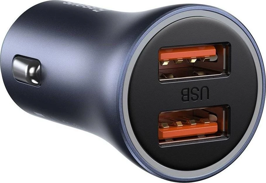 Baseus Automobilinis įkroviklis 40W 12-24V 2xUSB QC4.0 SCP FCP AFC su USB-C 1m laidu, pilkas