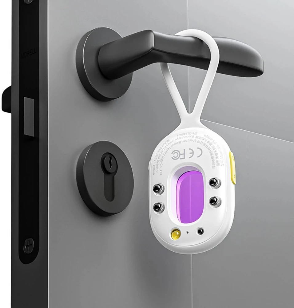 Baseus „Heyo Series II“ paslėptos kameros detektorius su signalizacija ir mini žibintuvėliu + Baseus paprastas USB-A - USB-C laidas - baltas