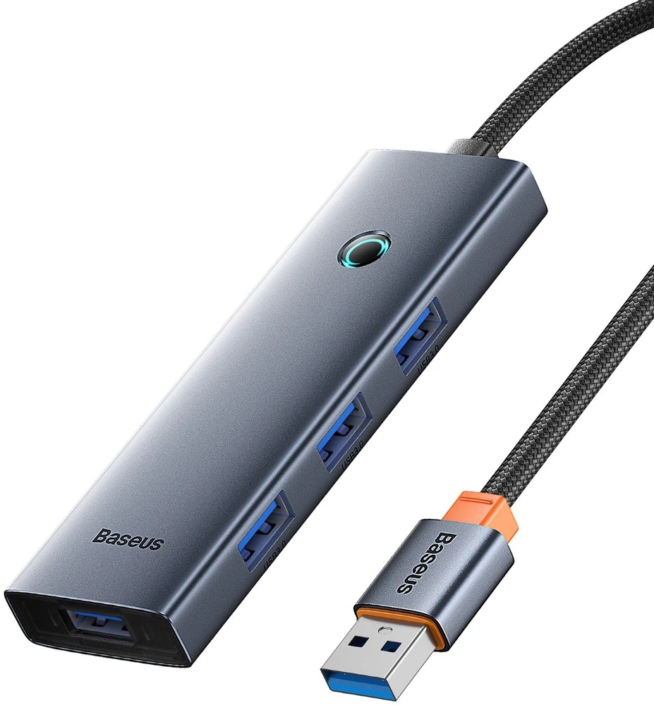 Hub Baseus UltraJoy Series Lite 4-Port 50cm (USB į USB3.0*4+Type-C5V) (pilka)