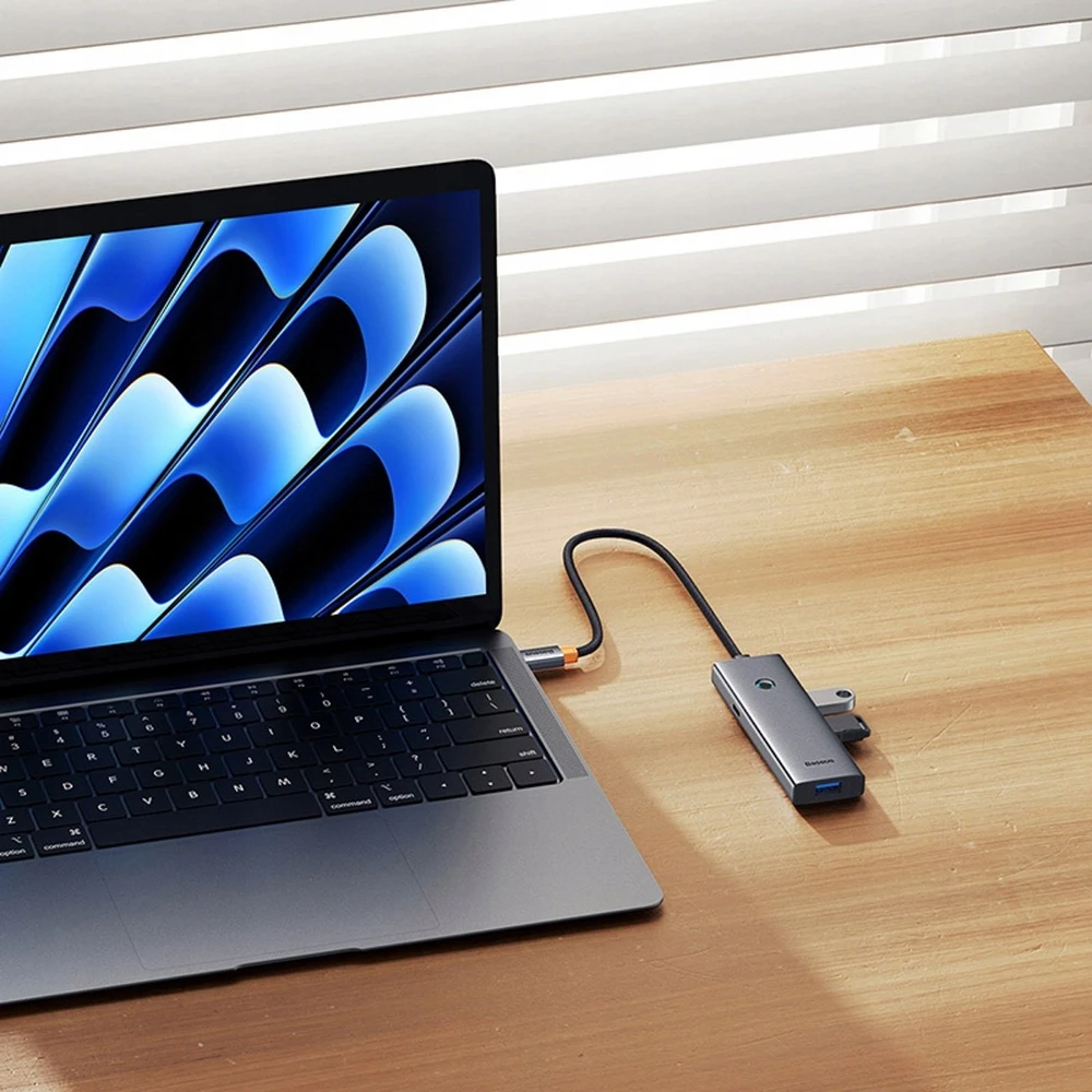 Hub Baseus UltraJoy Series Lite 4 prievadų (C tipo iki USB3.0*4+Type-C 5V) (pilka)