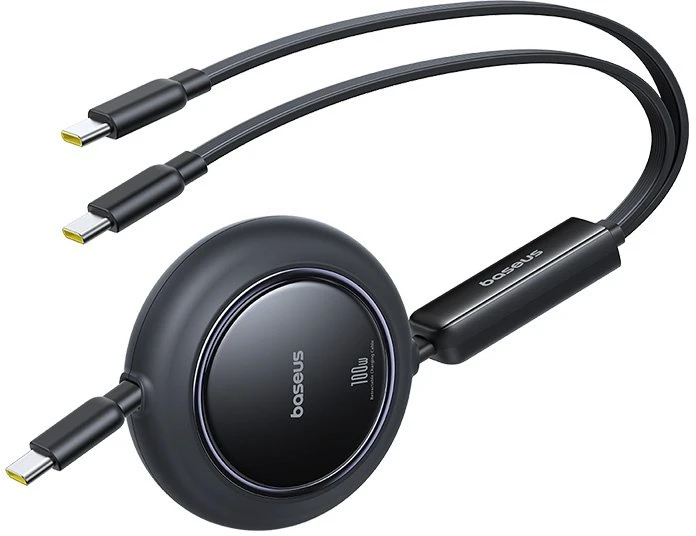 Baseus Kabelis 2-in-1 ištraukiamas laidas USB-C 100W 1.2m - juodas