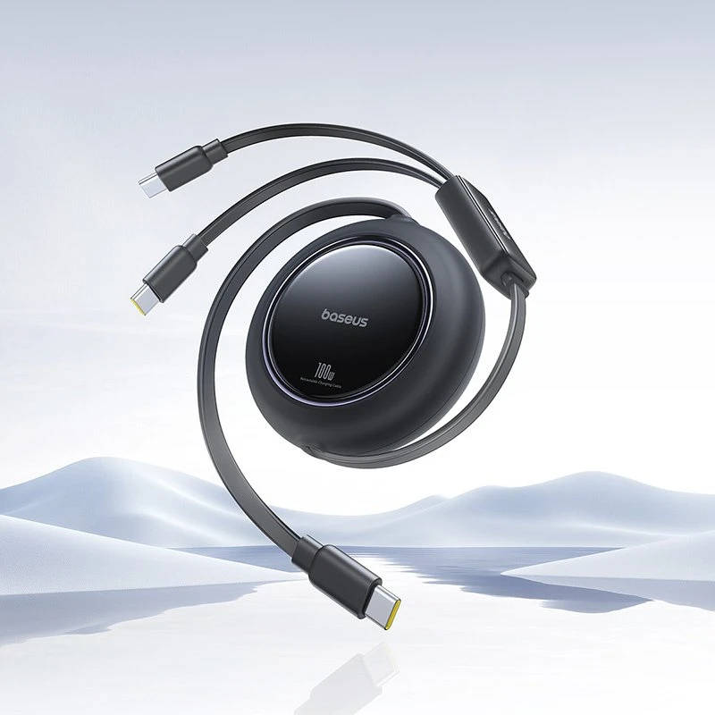 Baseus Kabelis 2-in-1 ištraukiamas laidas USB-C 100W 1.2m - juodas