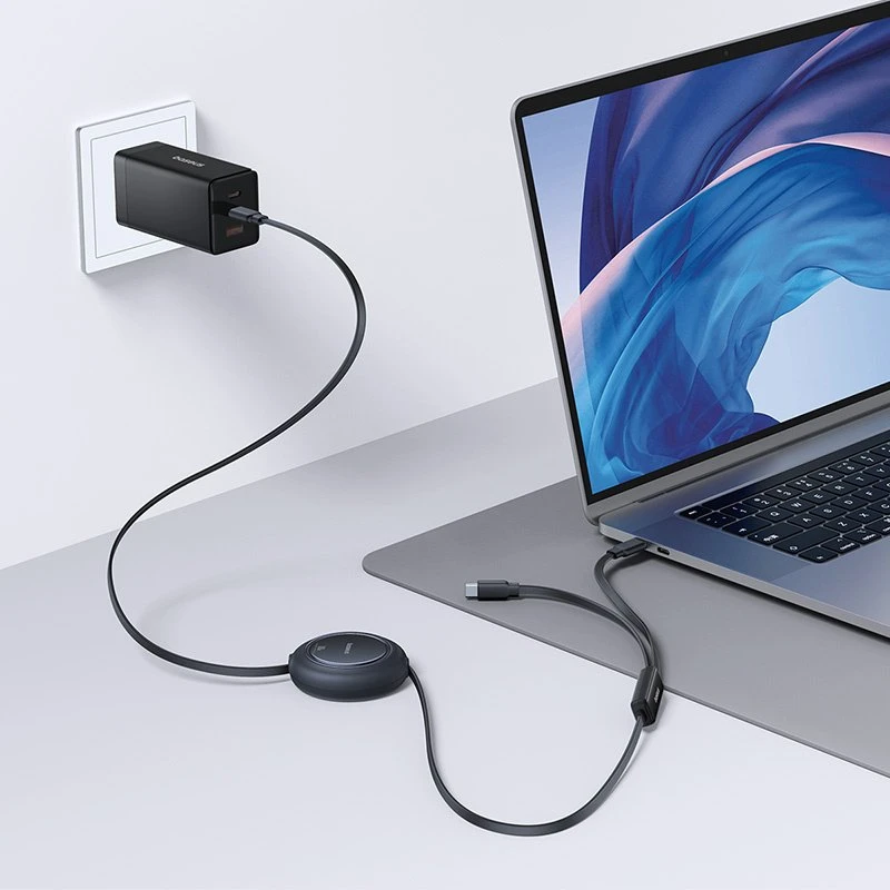 Baseus Kabelis 2-in-1 ištraukiamas laidas USB-C 100W 1.2m - juodas