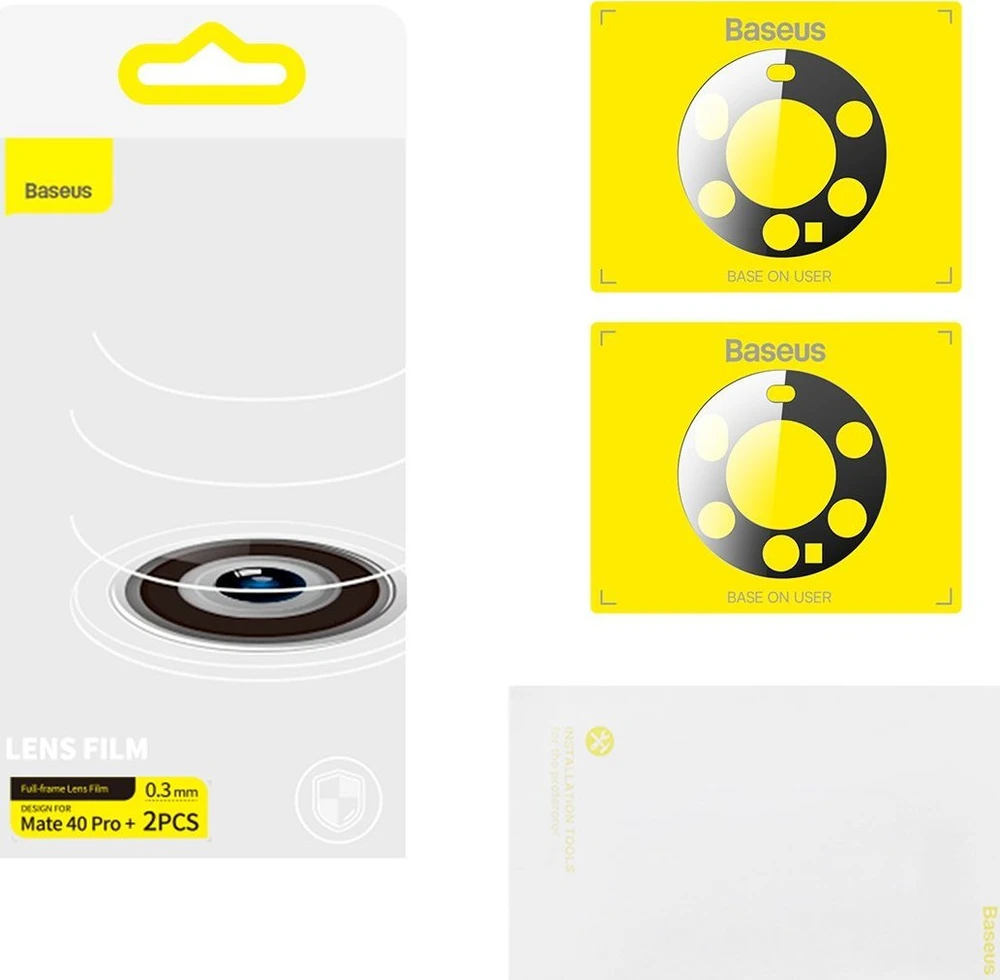 Baseus Huawei Mate 40 Pro+ apsauginė plėvelė kamerai 0.3mm (2pcs) transparent + cleaning kit (SGQK000602)