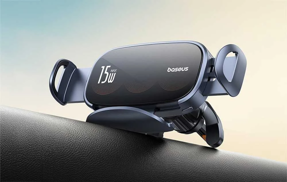 Automobilinis laikiklis su indukciniu įkrovikliu Baseus LightChaser (juodas)