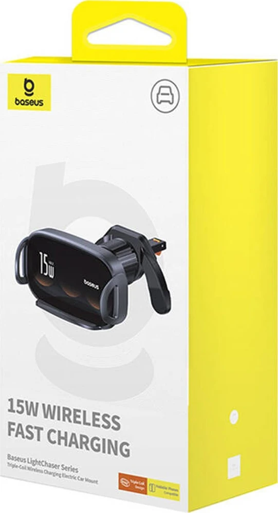 Automobilinis laikiklis su indukciniu įkrovikliu Baseus LightChaser (juodas)