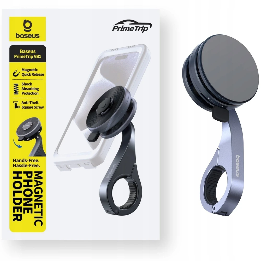 Baseus „PrimeTrip VB1“ magnetinis telefono laikiklis ant vairo – pilkas