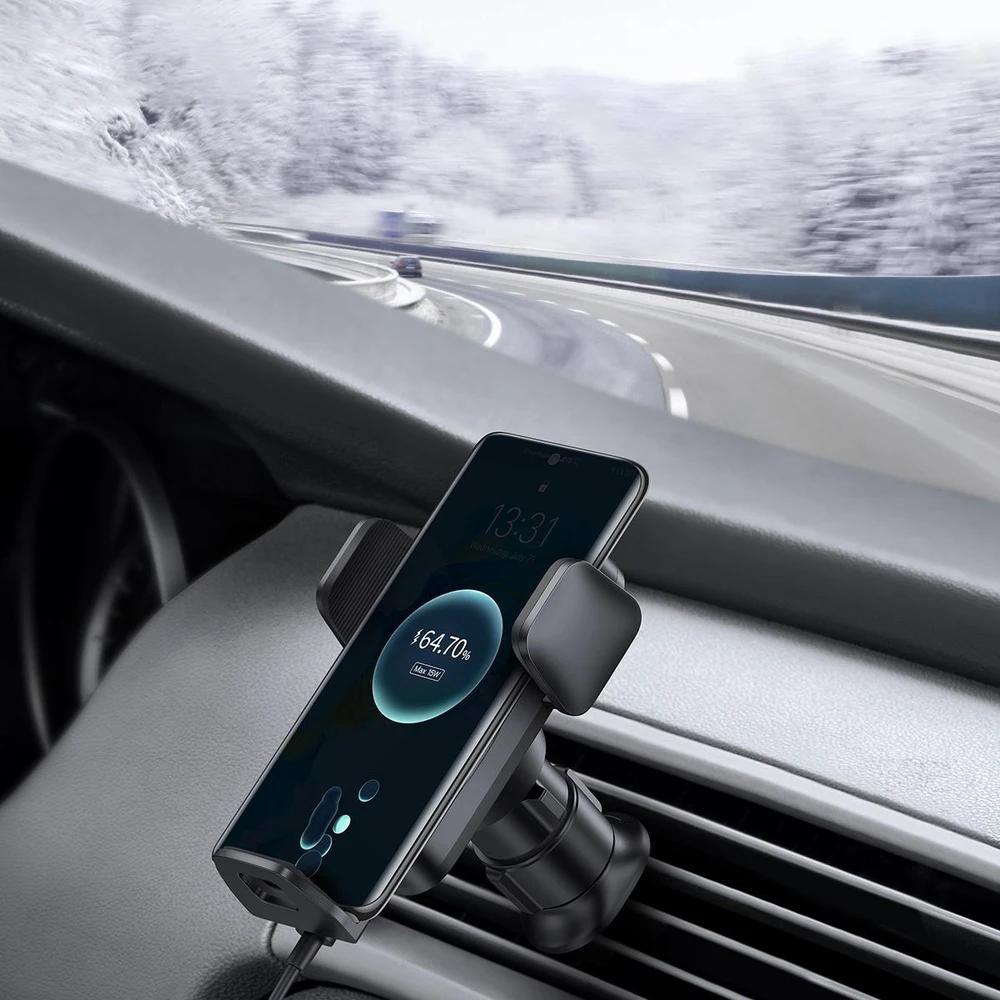 Baseus Automobilinis laikiklis 4.7-7.5" ekranų telefonams su belaidžiu Qi įkrovimu 15W, IR jutikliu
