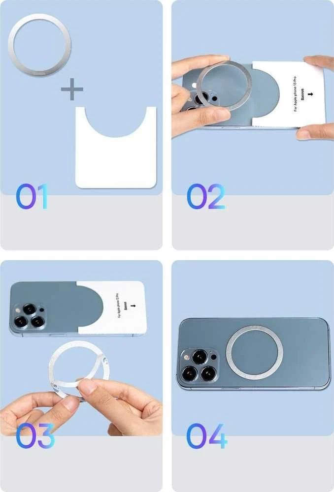 Baseus Halo magnetinis žiedas telefonams, MagSafe (sidabrinis)
