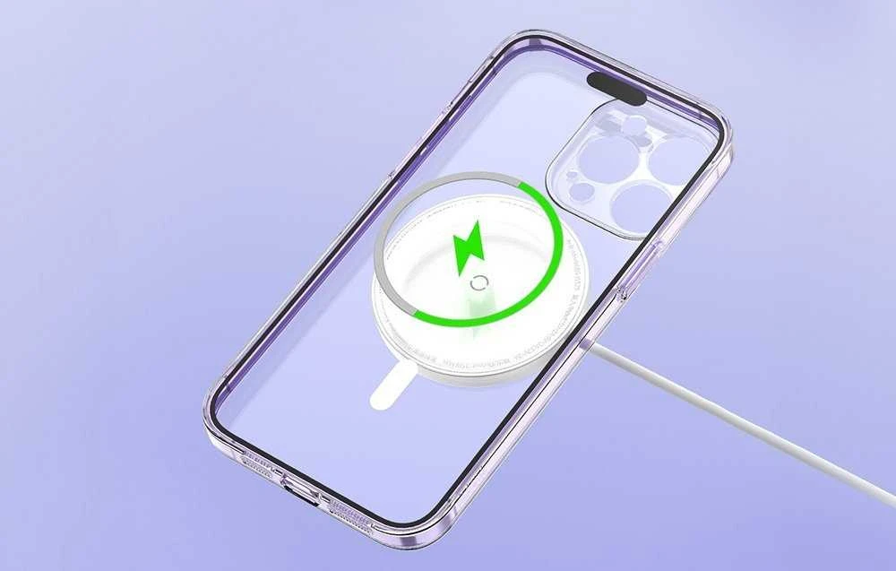 Baseus Crystal serijos magnetinis dėklas, skirtas iPhone 14 Plus + grūdintas stiklas