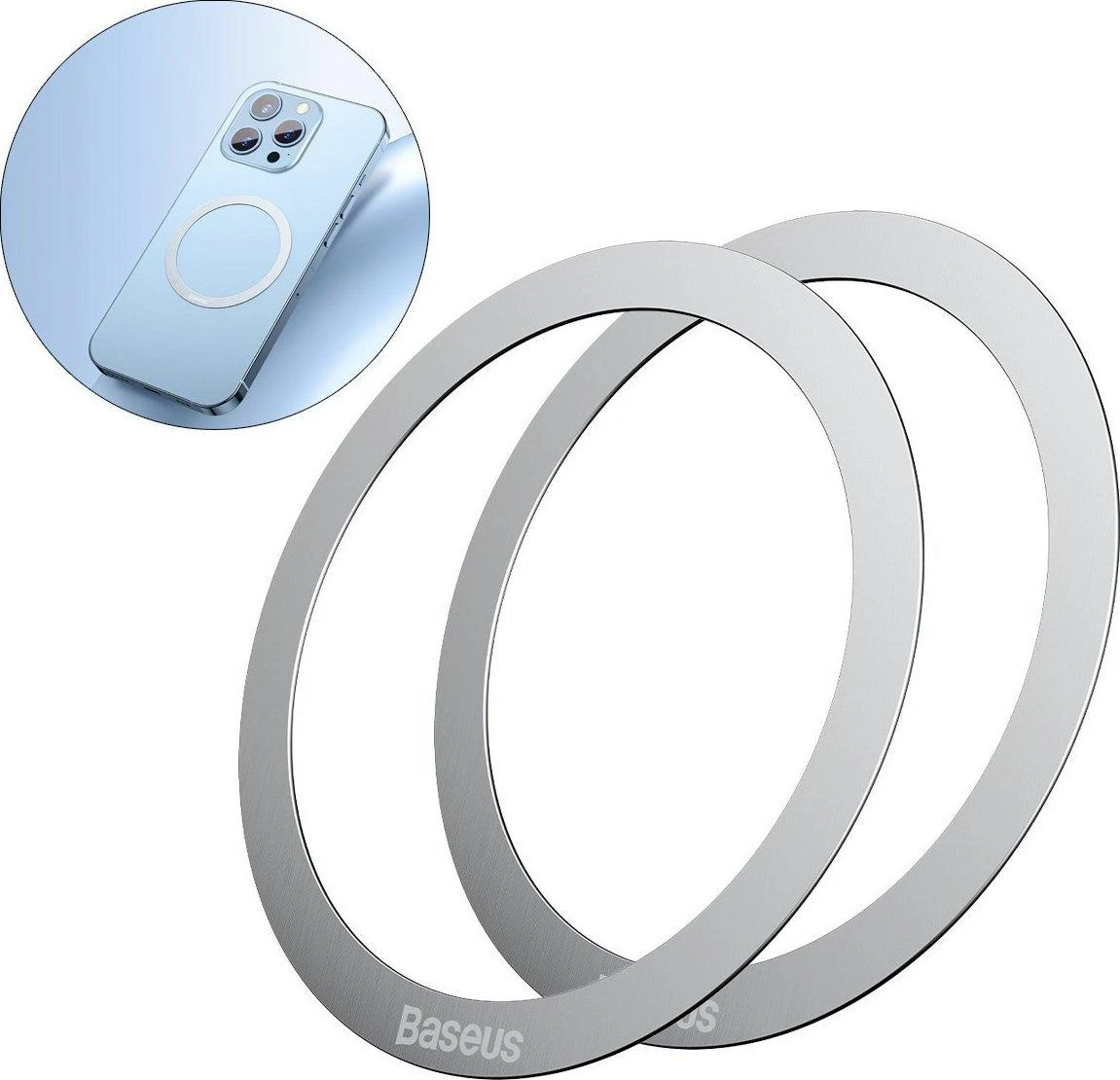 Baseus Halo magnetinis žiedas telefonams, MagSafe (sidabrinis)