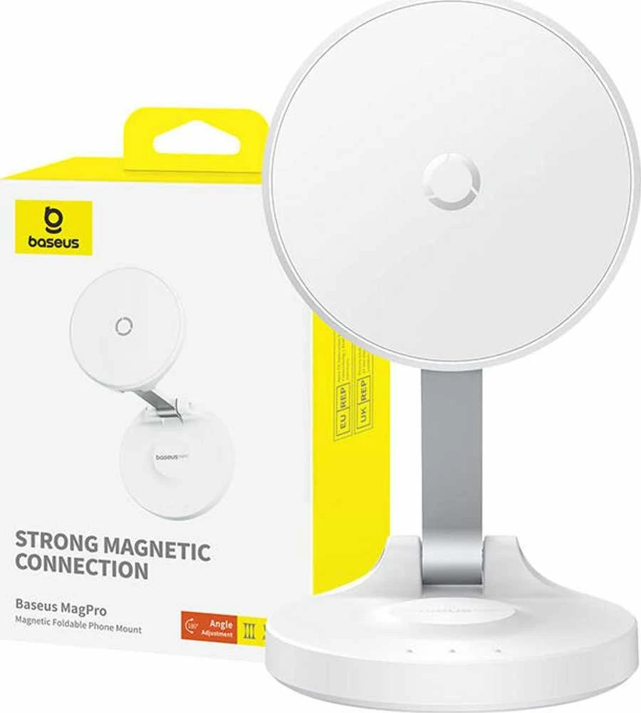 Magnetinis stalinis telefono stovas Baseus MagPro lipnus (baltas)