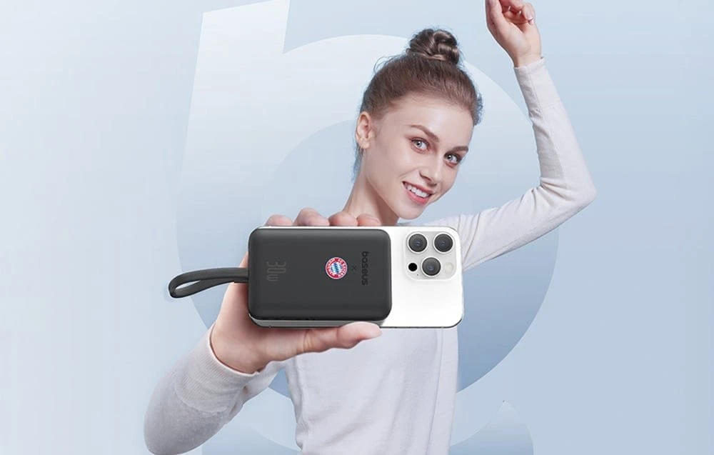 Baseus Mini 10000mAh 30W Magnetic Powerbank (juodas) Bayern Edition