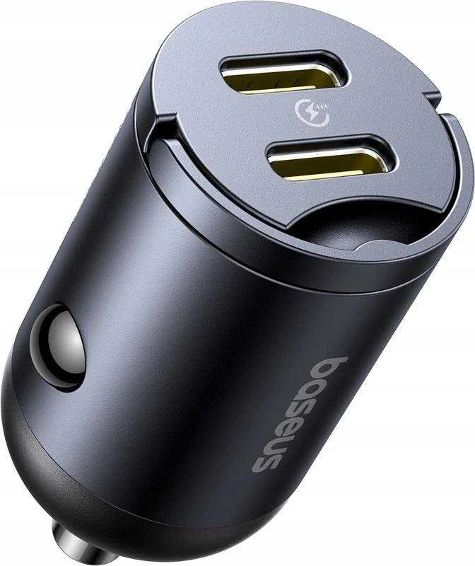„Baseus Tiny Star Mini“ automobilinis įkroviklis USB-C/USB-C 30W „Cosmic“ juodos spalvos