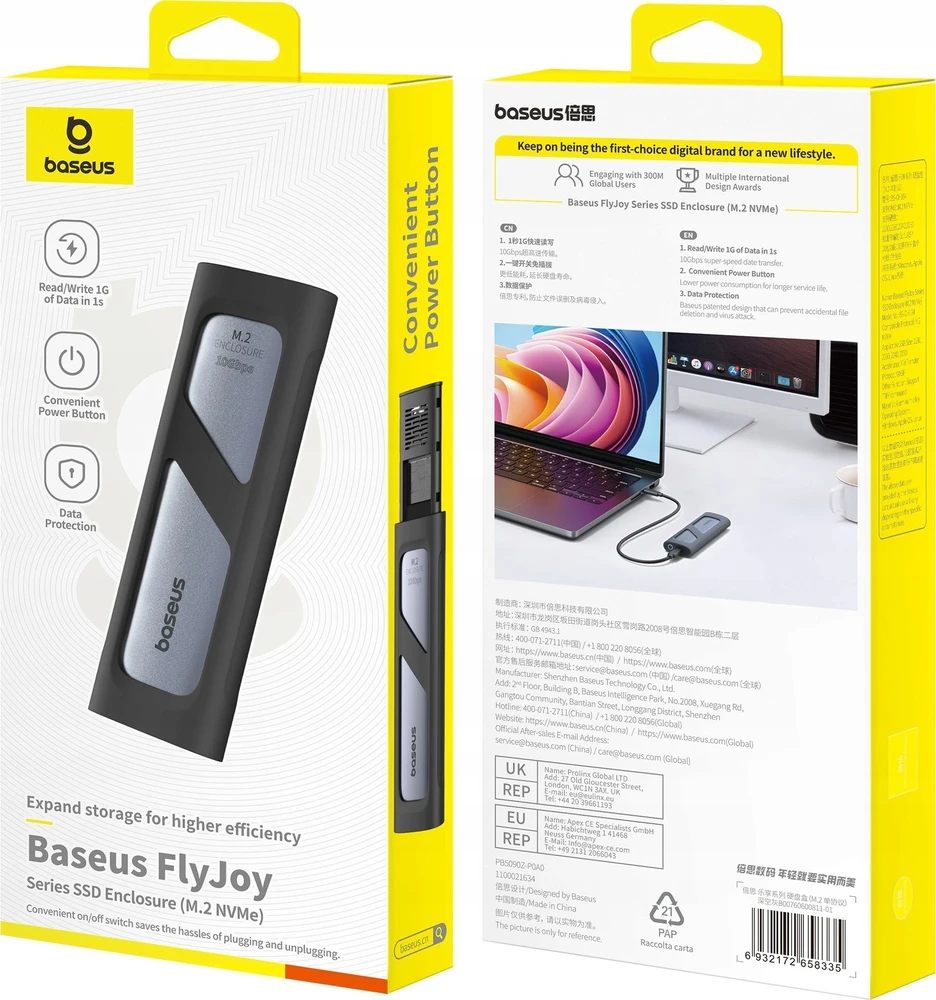 SSD korpusas Baseus FlyJoy (pilkas)