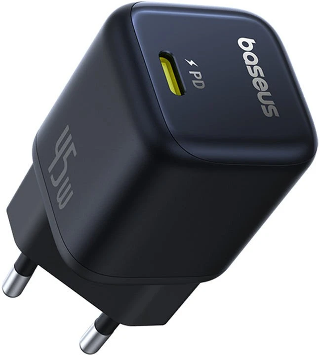 Baseus Sieninis įkroviklis PicoGo GaN 45W USB-C QC PD, juodas