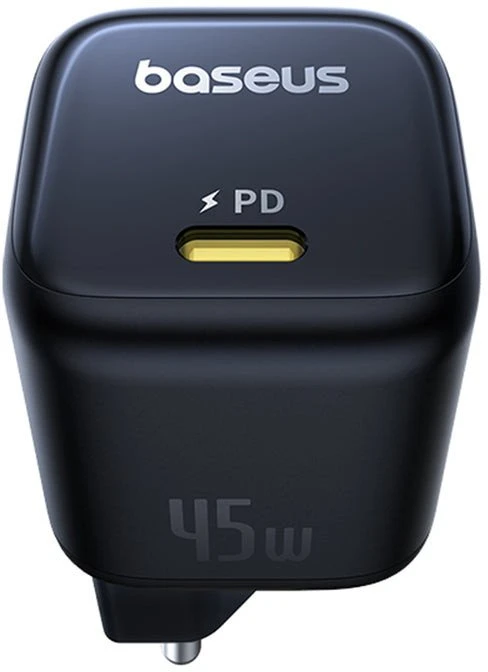 Baseus Sieninis įkroviklis PicoGo GaN 45W USB-C QC PD, juodas
