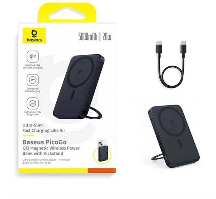 Baseus PicoGo Qi2 5000 mAh 20W juoda