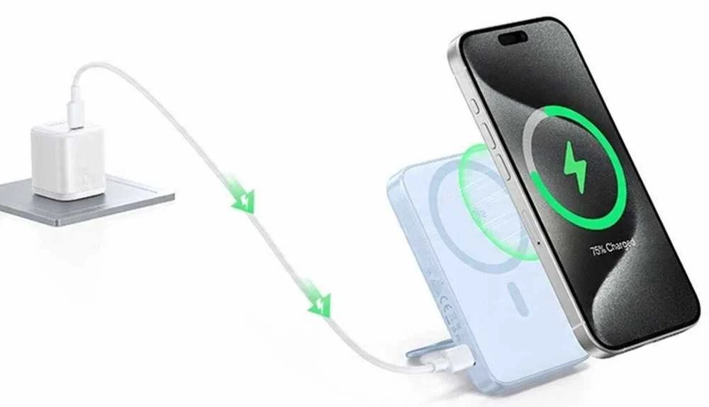 Baseus powerbank with stand PicoGo Qi2 5000mAh 20W (mėlynas)