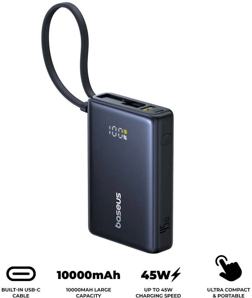 Powerbank Baseus PicoGo Digital Ekranas 10000mAh 45W (juoda)