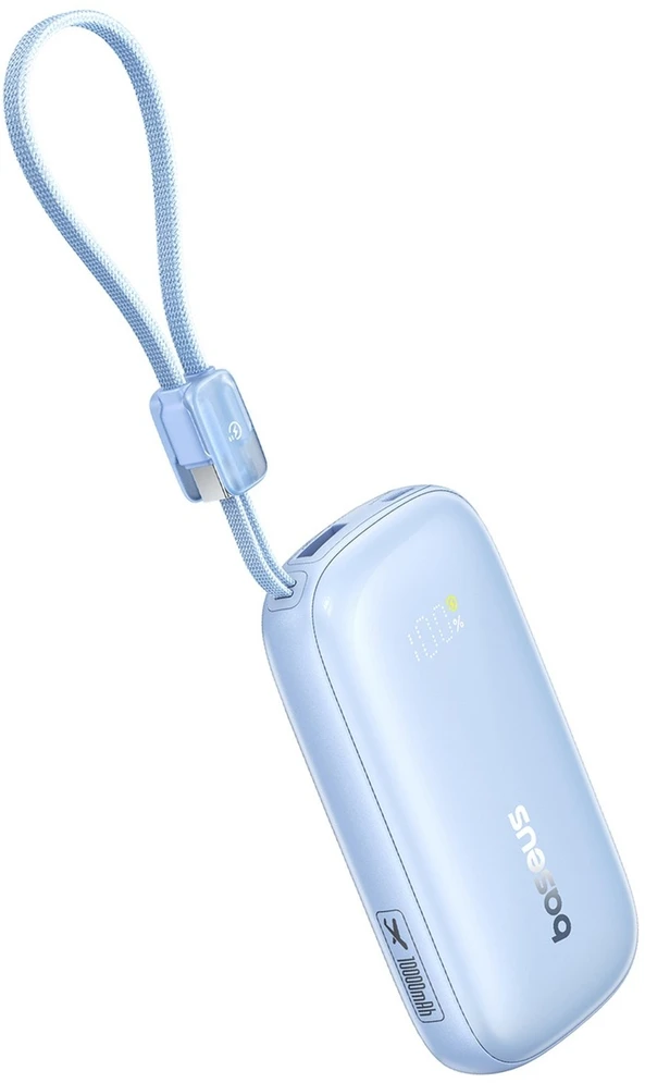 Baseus EnerFill FC21 Qpow 3 Ultra 10000mAh 45W išorinė baterija su nuimamu USB-C / Lightning laidu – mėlyna