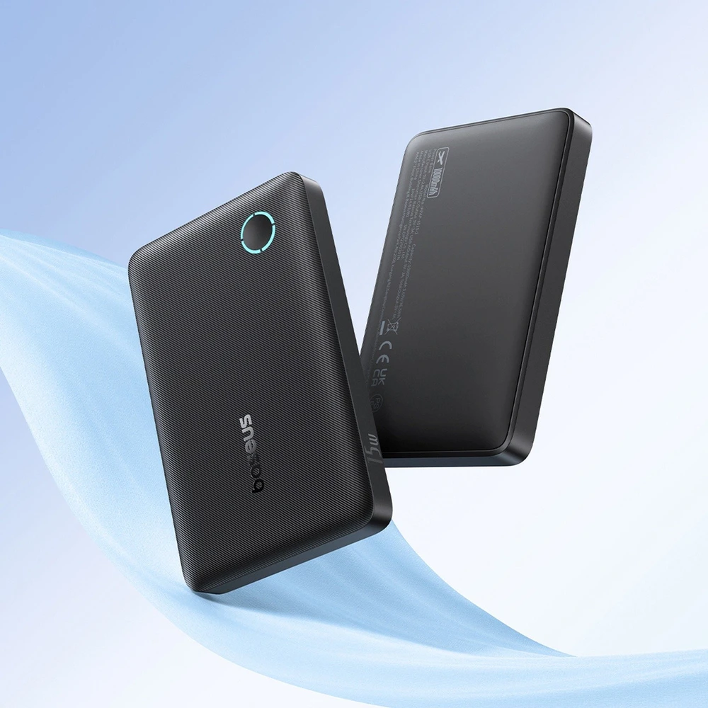 Baseus EnerFill FP11 išorinė baterija (Power Bank) 10000mAh 15W (su juodu Simple USB-C – USB-C 20V/3A 30cm laidu) – juoda